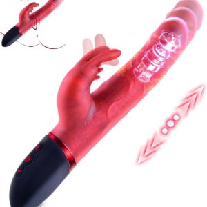 Vibrador Conejo Red Love con Empuje y Calor